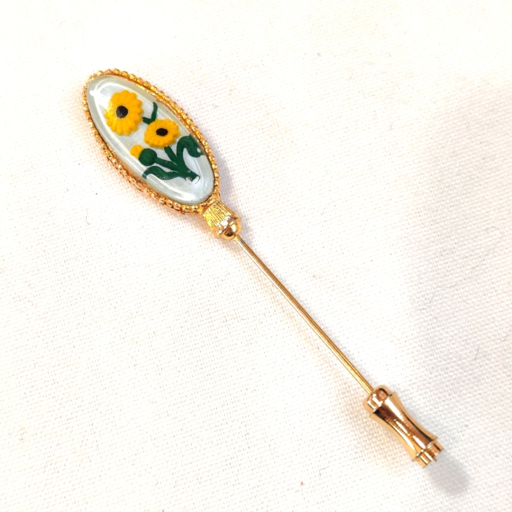Sunflower Enamel Stick Hat scarf Pin